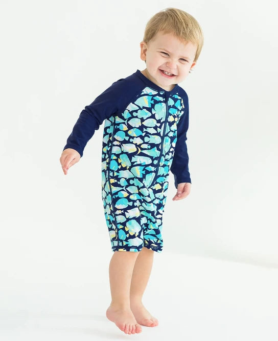 RUGGEDBUTTS Boys Long Sleeve Rash Guard - UPF 50+ Sun Protection Swim Shirt