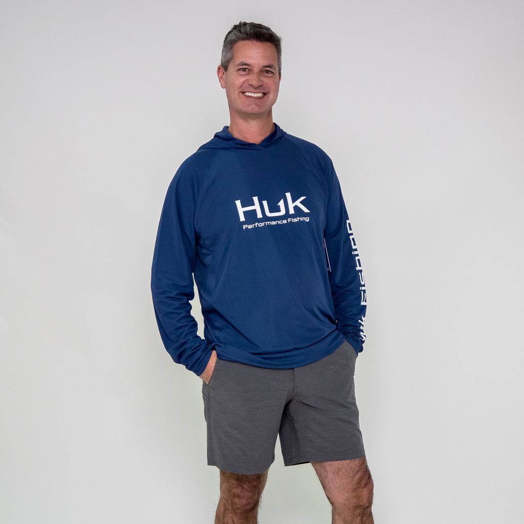 Huk Men's Icon x Long Sleeve Shirt, XXL, Baltic Sea